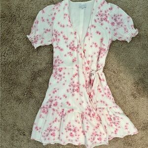 White dress with pink flowers
